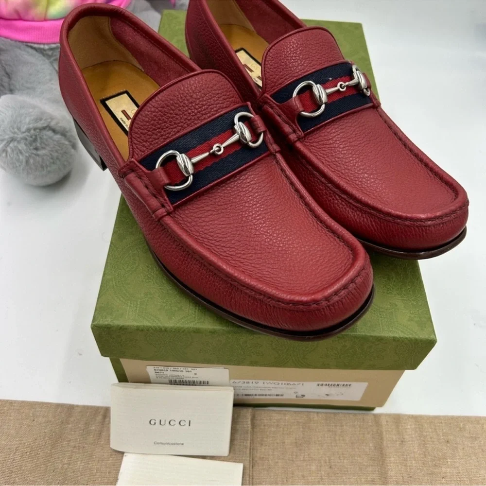 Men’s Gucci Horsebit, web striped loafer size 9 fits 10 US made in Italy